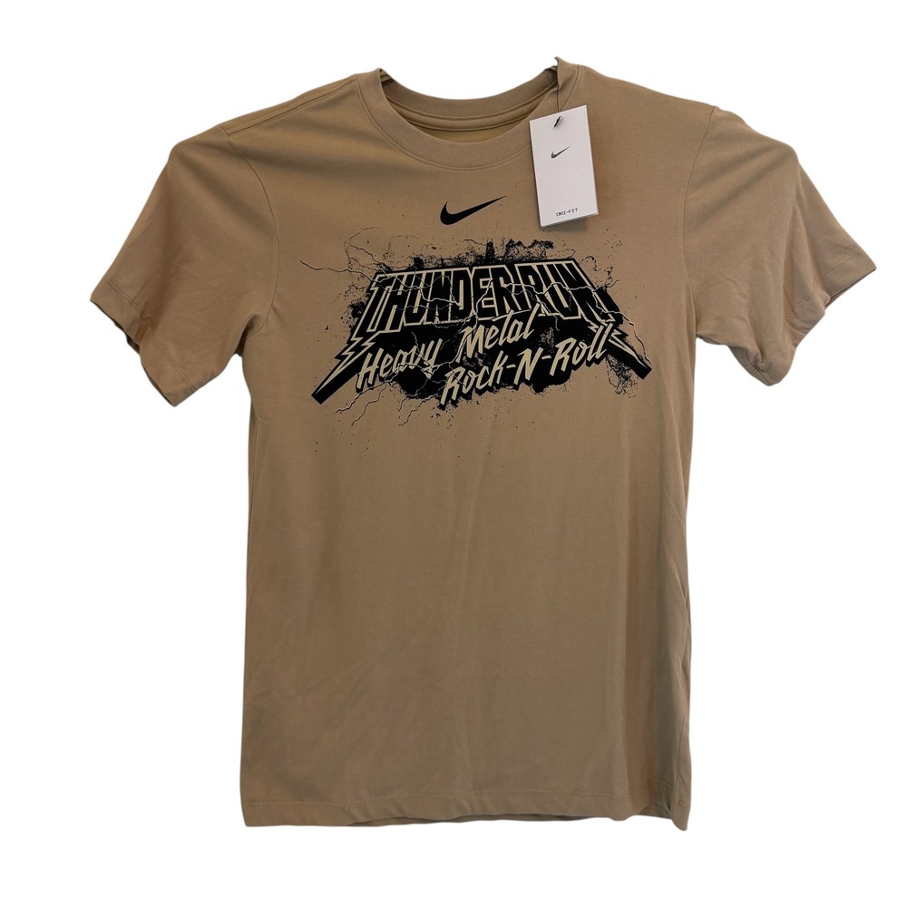 West Point Army Nike Dri-FIT Shirt Thunder Run Heavy Metal Tee Tan Small NEW HTF